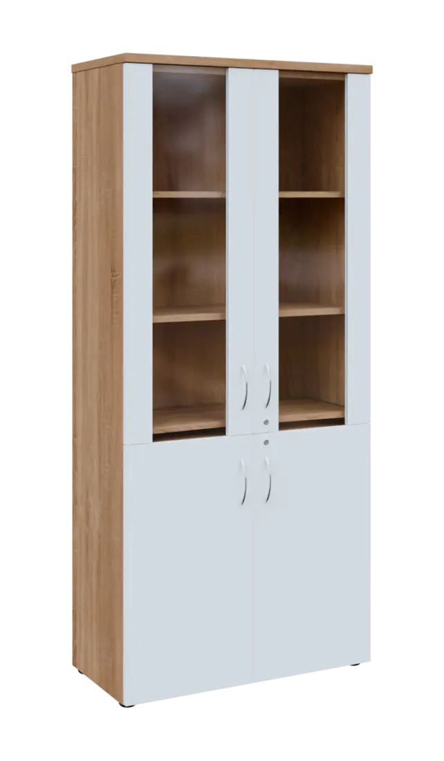 LE - 01 skříň lékařská prosklená, korpus dub bardolino, dvířka bílá